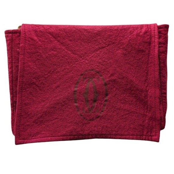 Vintage Cartier Les Must de Cartier Burgundy Leather Clutch Bag Gold Corners - Picture 2 of 16